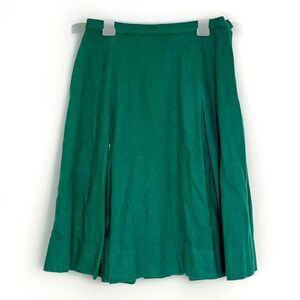 Women’s VTG 70s Retro Christmas Green Wool Academia Cottage Skirt Size XS